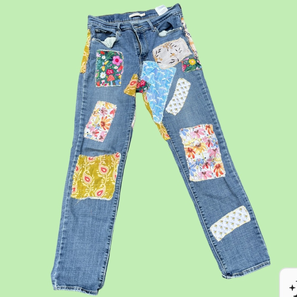 Reworked upcycled Patchwork Levi’s Women's Jeans